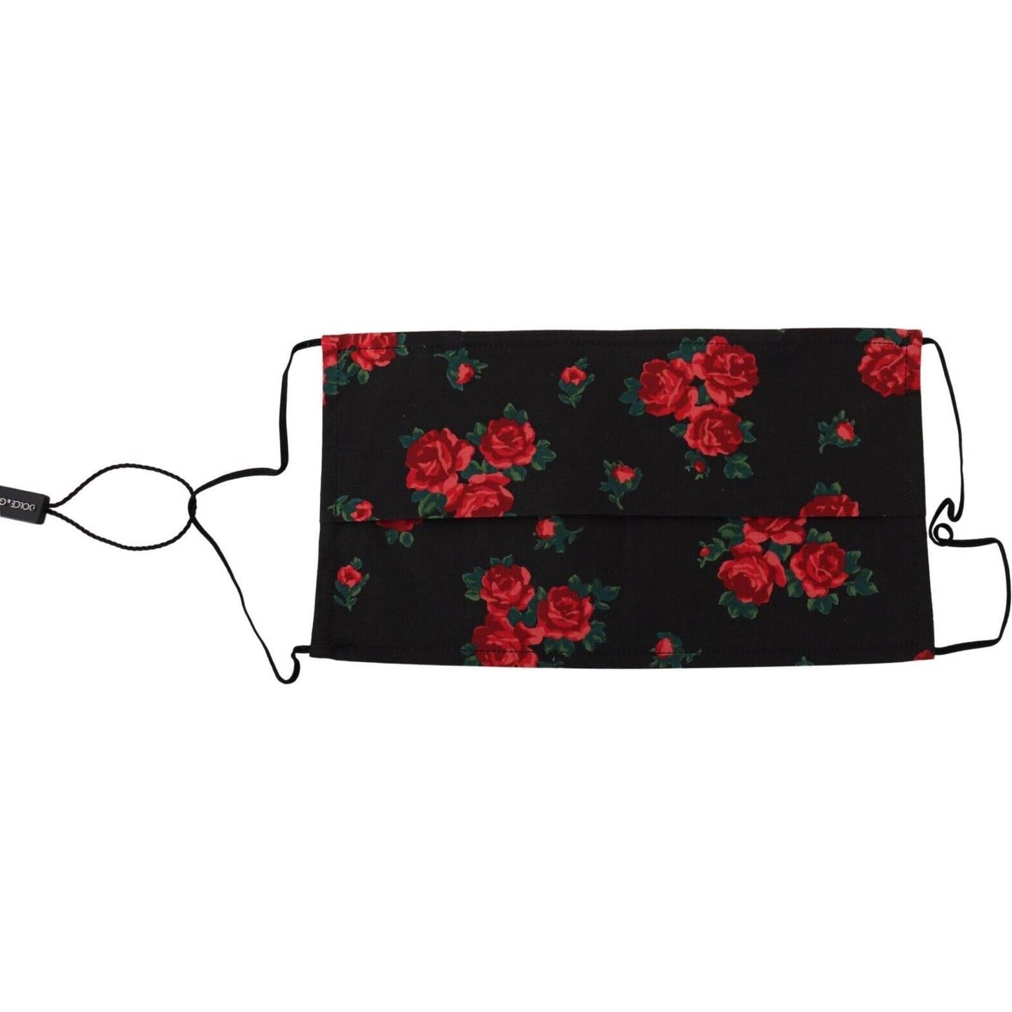 Dolce & Gabbana Black Floral Pleated Elastic Ear Strap One Size Face Mask Dolce & Gabbana