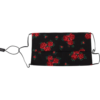 Dolce & Gabbana Black Floral Pleated Elastic Ear Strap One Size Face Mask Dolce & Gabbana