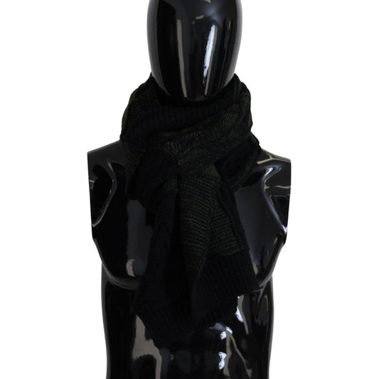 Dolce & Gabbana Black Green Knitted Men Neck Wrap Shawl Scarf Dolce & Gabbana
