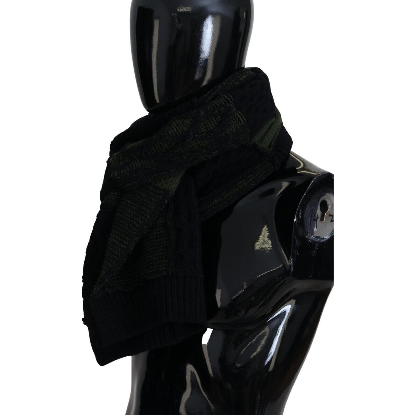 Dolce & Gabbana Black Green Knitted Men Neck Wrap Shawl Scarf