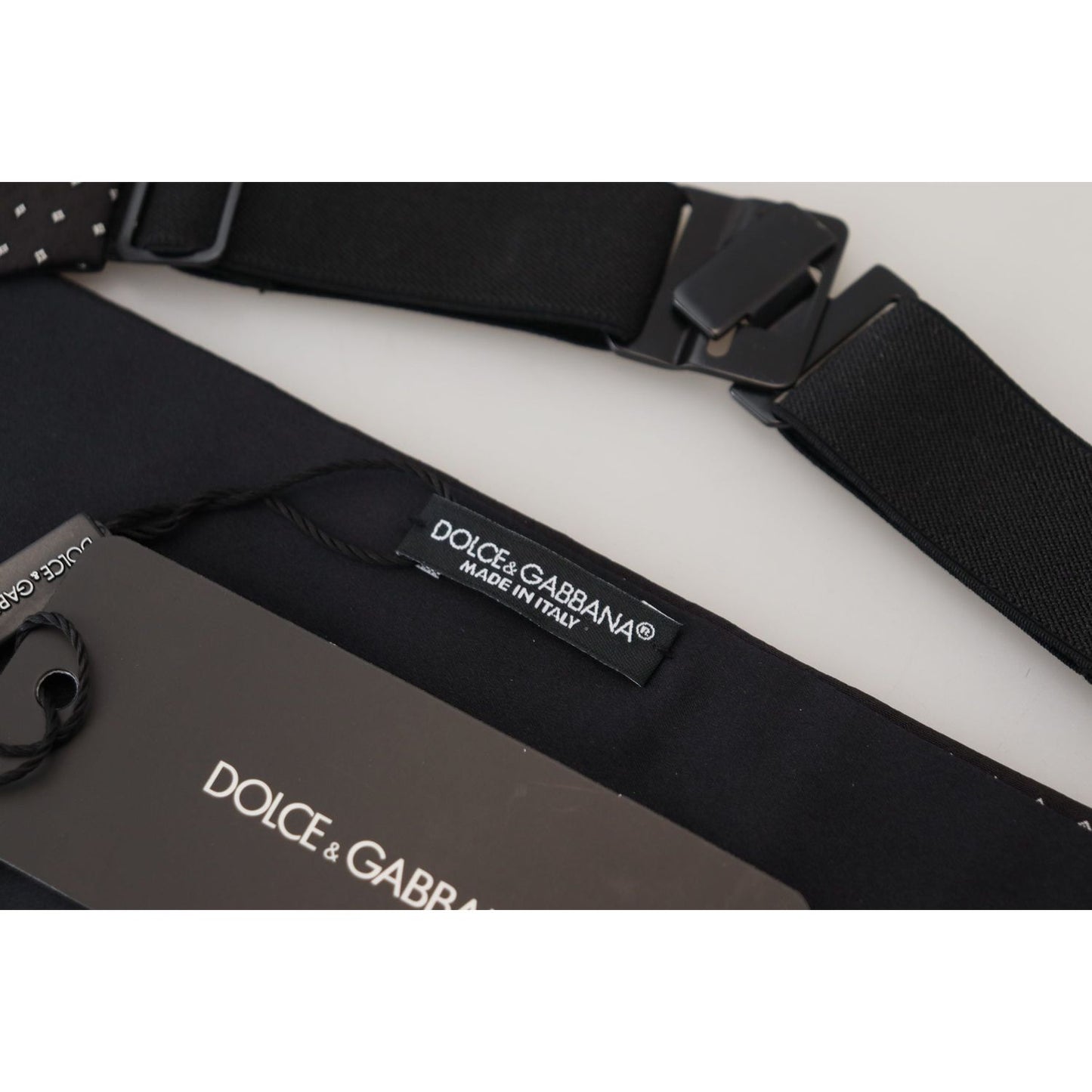 Dolce & Gabbana Black Polka Dot Wide Waist Men Belt Cummerband Dolce & Gabbana