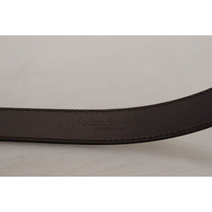 Dolce & Gabbana Gold Leather Silver Square Metal Buckle Belt