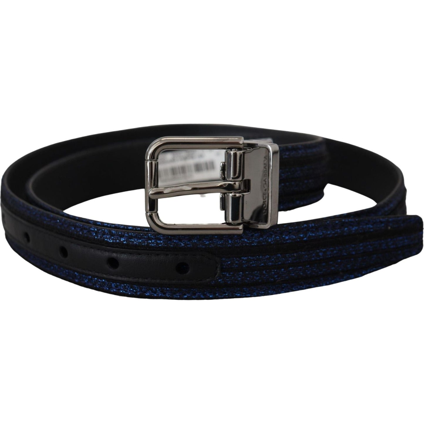 Dolce & Gabbana Elegant Blue Jacquard Leather Belt Dolce & Gabbana