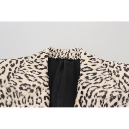 Dolce & Gabbana White Leopard Single Breasted Coat Blazer