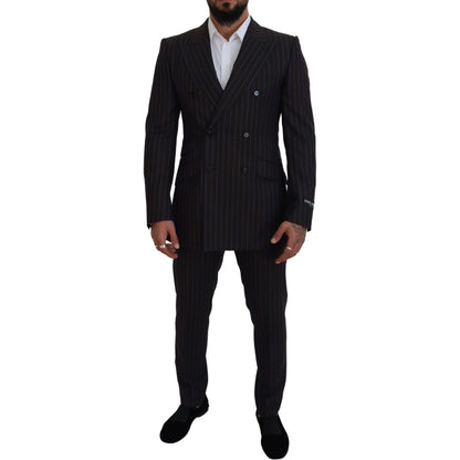 Dolce & Gabbana Black Striped Wool Formal 2 Piece Suit
