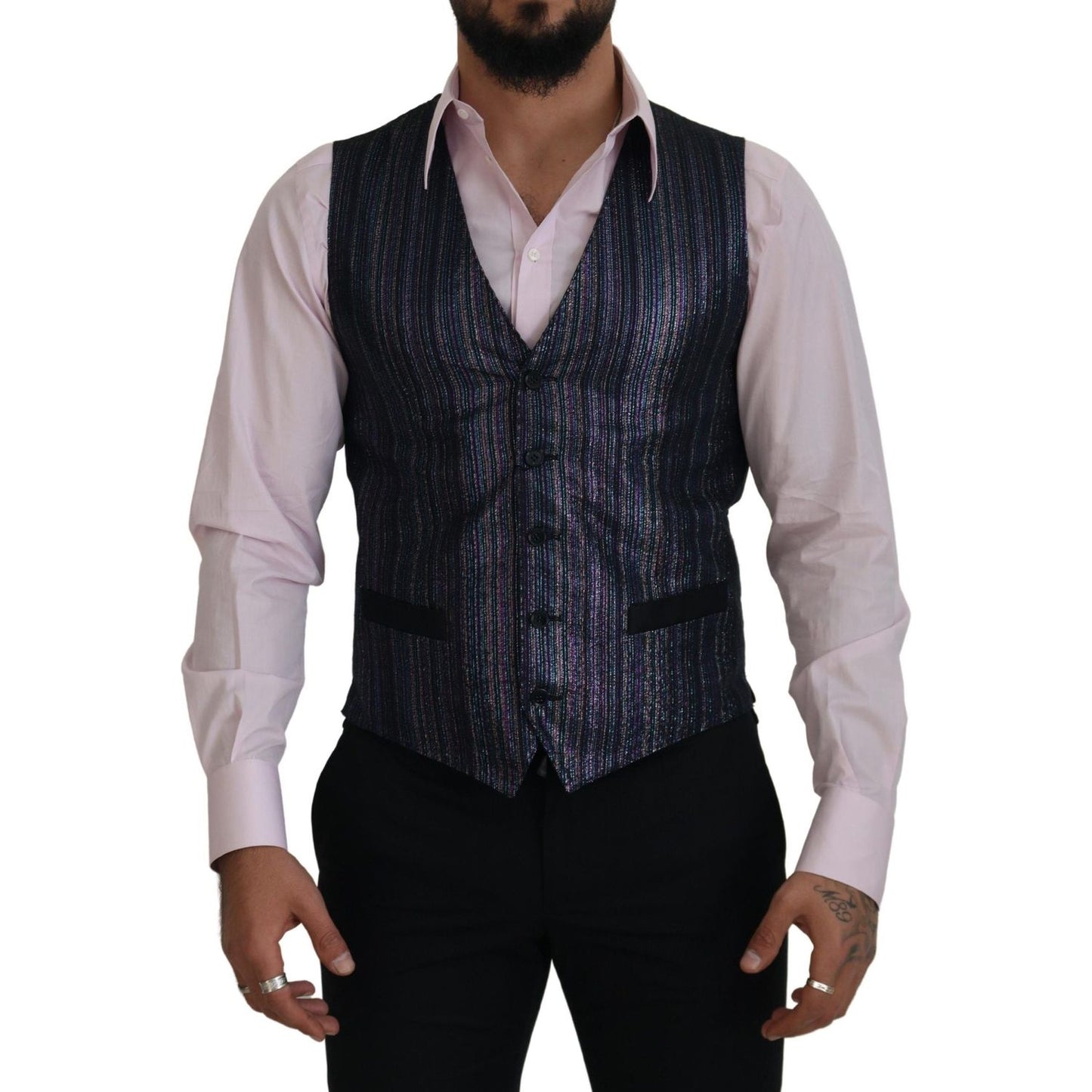 Dolce & Gabbana Multicolor Polyester Waistcoat Dress Formal Vest