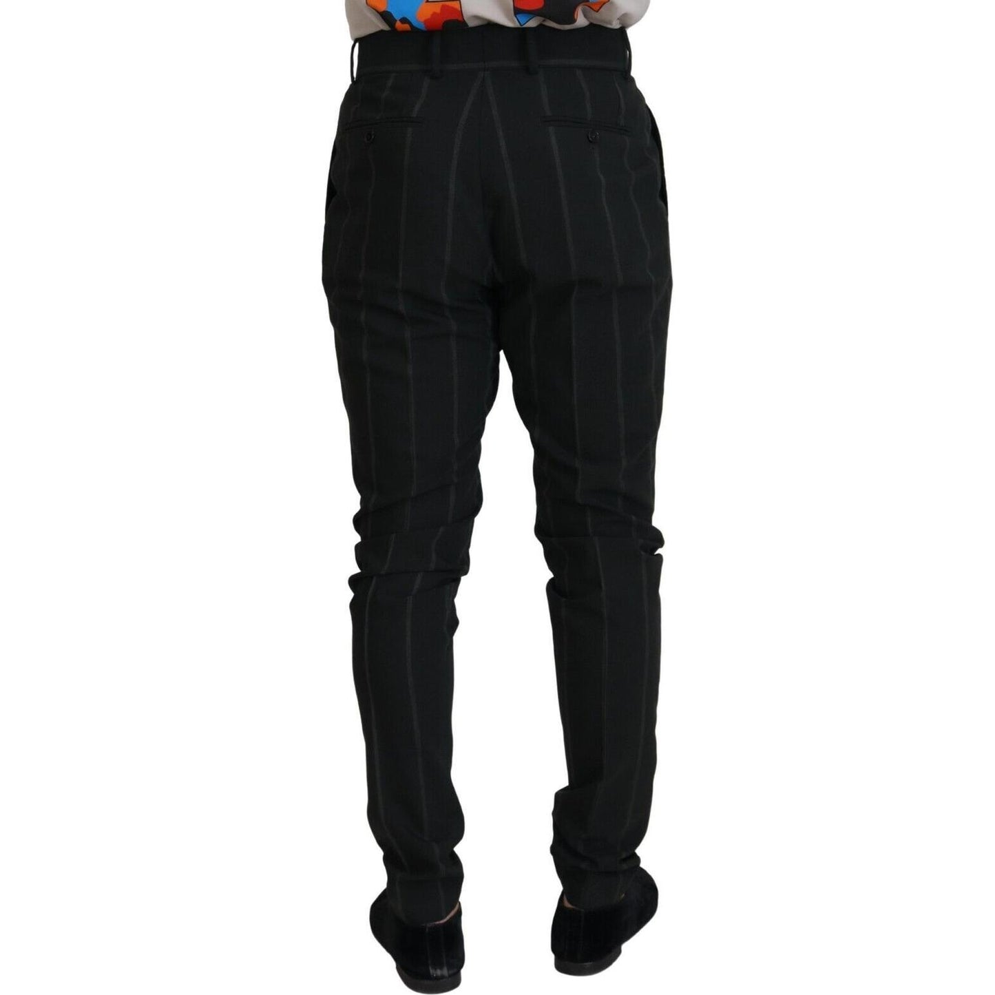 Dolce & Gabbana Black Striped Men Trousers Cotton Pants