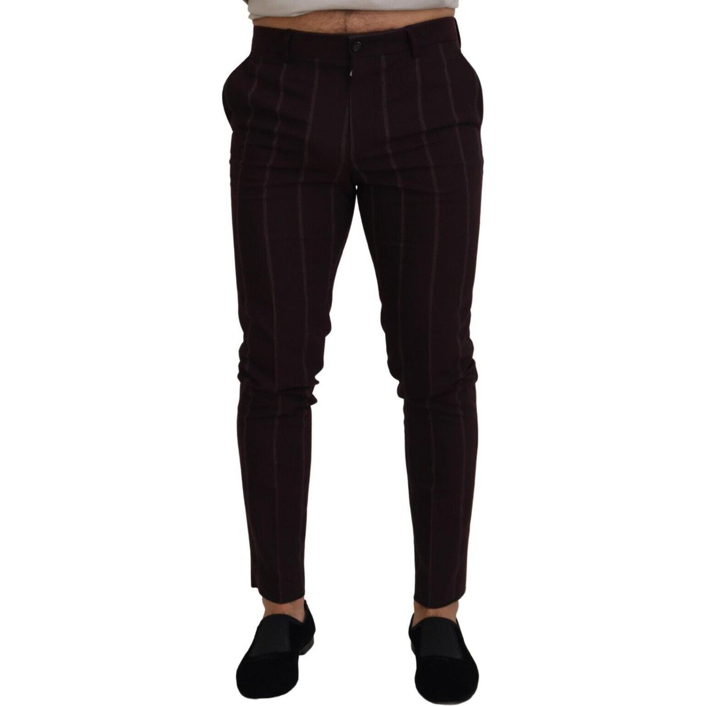 Dolce & Gabbana Brown Striped Men Trousers Cotton Pants