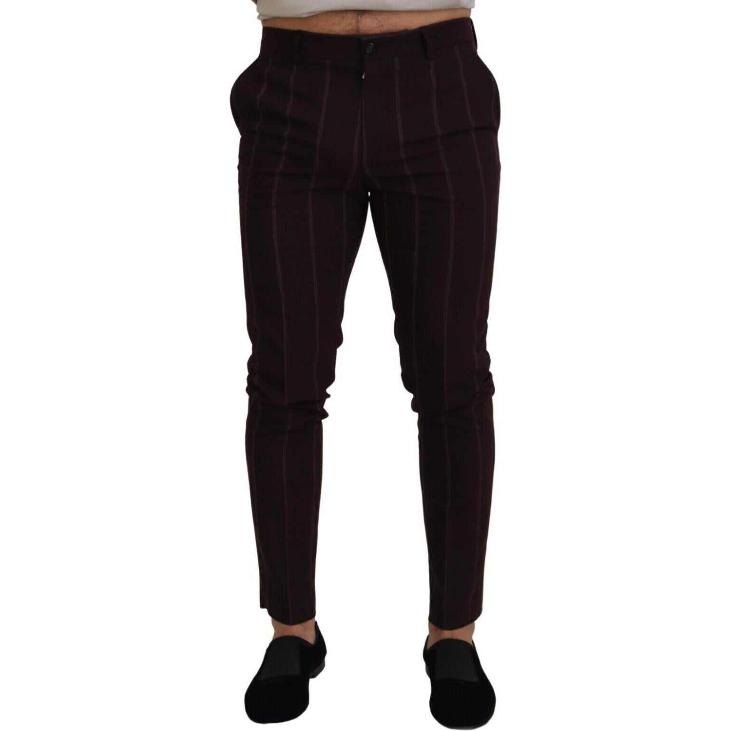 Dolce & Gabbana Brown Striped Men Trousers Cotton Pants