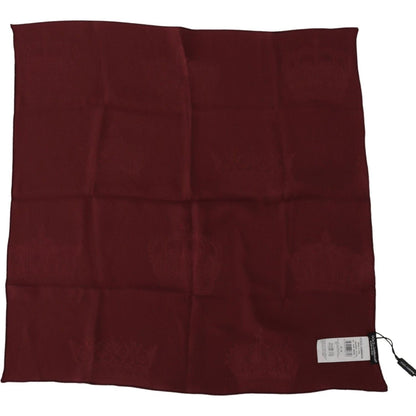Dolce & Gabbana Maroon Silk Crown Square Wrap Handkerchief Scarf