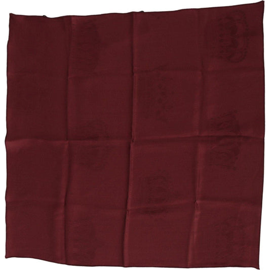 Dolce & Gabbana Maroon Silk Crown Square Wrap Handkerchief Scarf Dolce & Gabbana