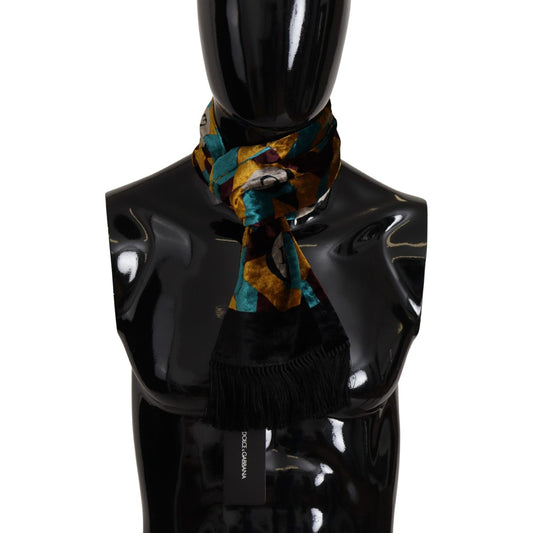 Dolce & Gabbana Multicolor DG Logo Print Shawl Wrap Fringe Scarf Dolce & Gabbana