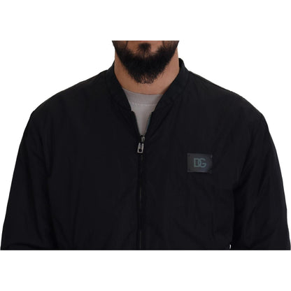 Dolce & Gabbana Black Nylon Logo Bomber Zipper Jacket 1728,67345645728,Black,Bombers - Jackets & Coats - Clothing,Clothing,Dolce & Gabbana,IT46 | S,Jackets & Coats - Clothing,Jackets - Men - Clothing,Material: 100% Nylon,Men,Men - Clothing,New with tags