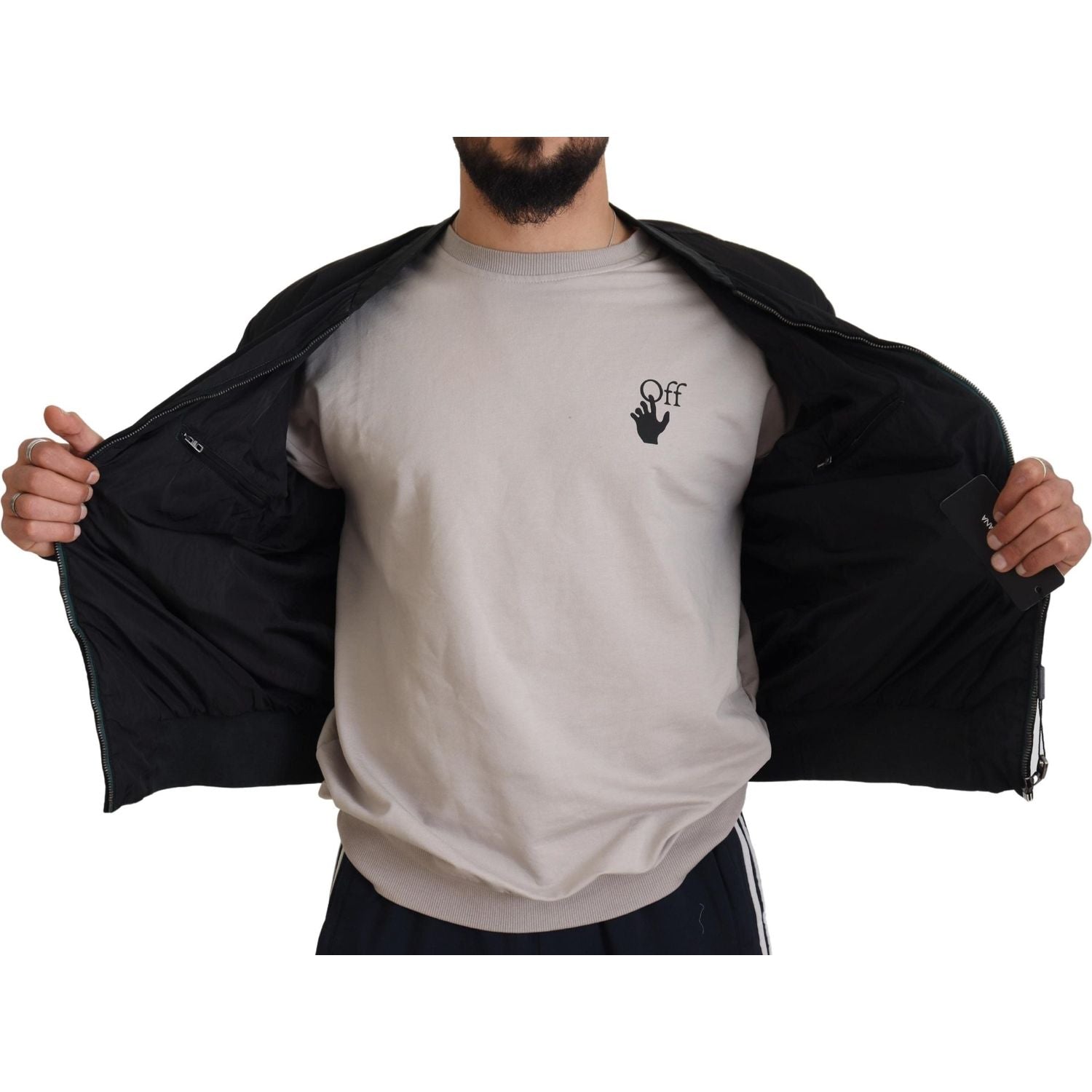 Dolce & Gabbana Black Nylon Logo Bomber Zipper Jacket