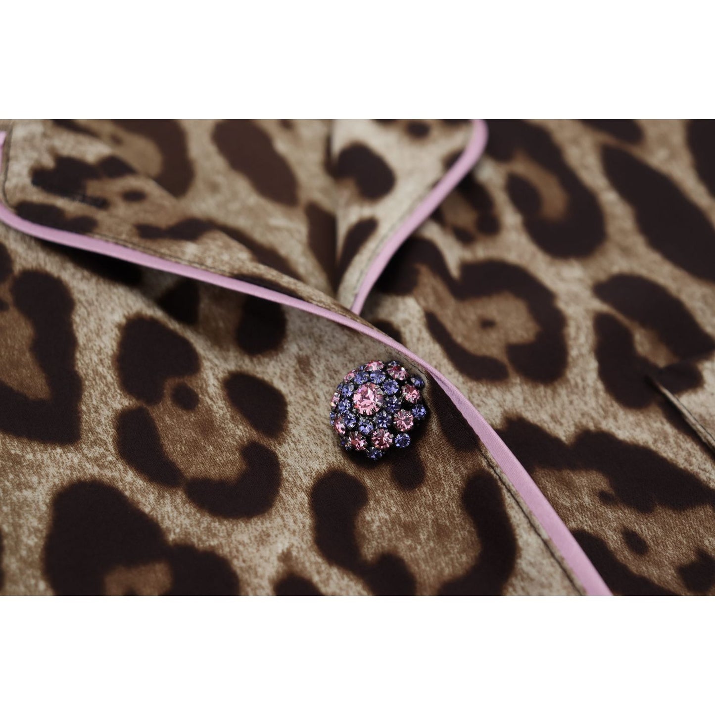 Dolce & Gabbana Brown Leopard Print Long Sleeves Blouse Top