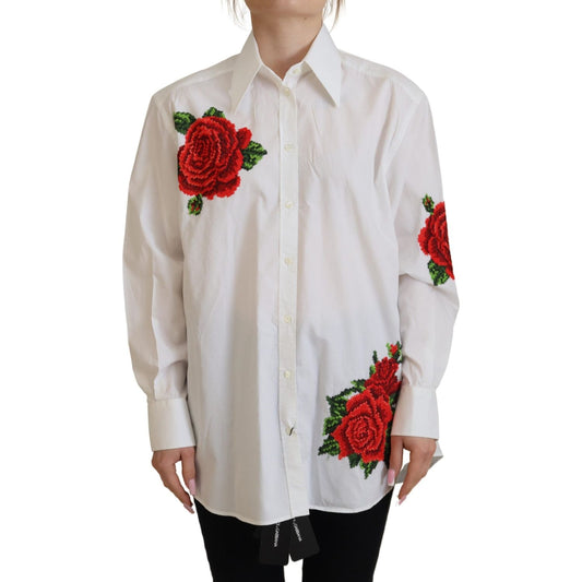 Dolce & Gabbana Elegant Floral Embroidered Silk Blend Shirt Dolce & Gabbana