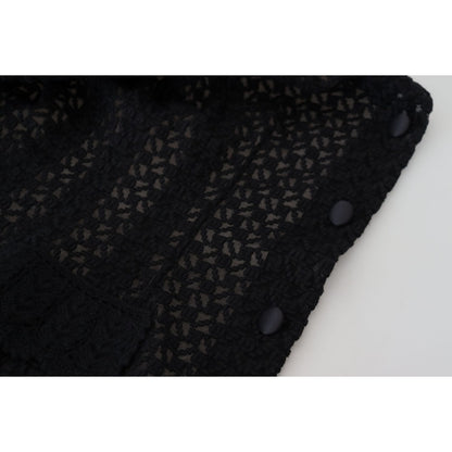 Dolce & Gabbana Black Wool Knitted Button Down Collar Jacket