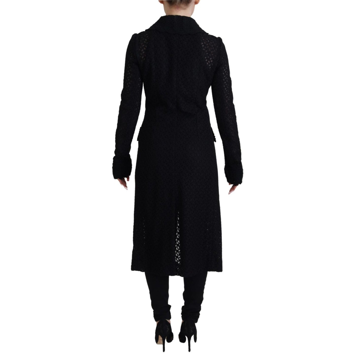 Dolce & Gabbana Black Button Down Long Blazer Cotton Jacket 11% Acrylic,1728,20% Viscose,28% Polyester,4% Wool,5% Nylon,67345645728,Black,Clothing,Dolce & Gabbana,Full-Length Jackets - Jackets & Coats - Clothing,IT40|S,Jackets & Coats - Clothing,Jackets &