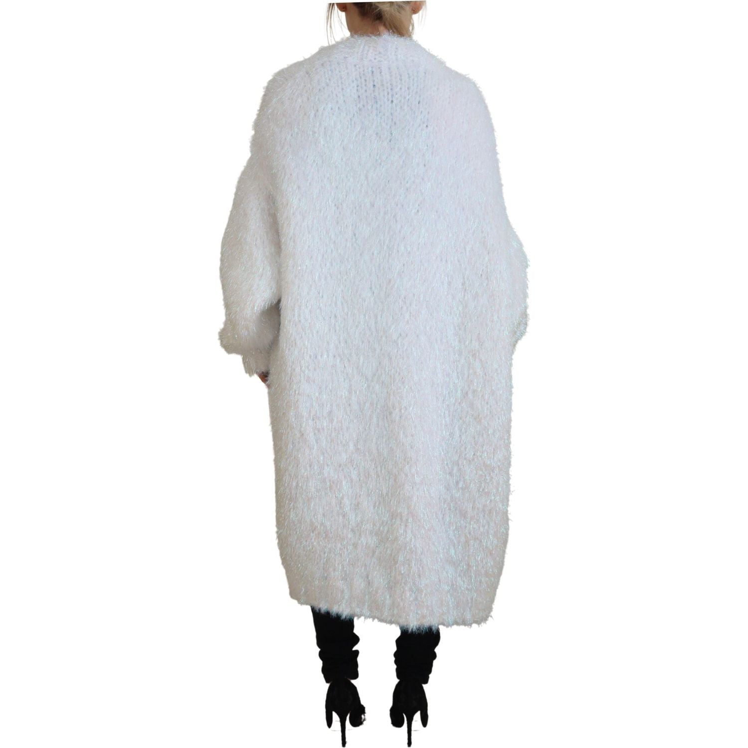 优雅白色长袖开衫外套