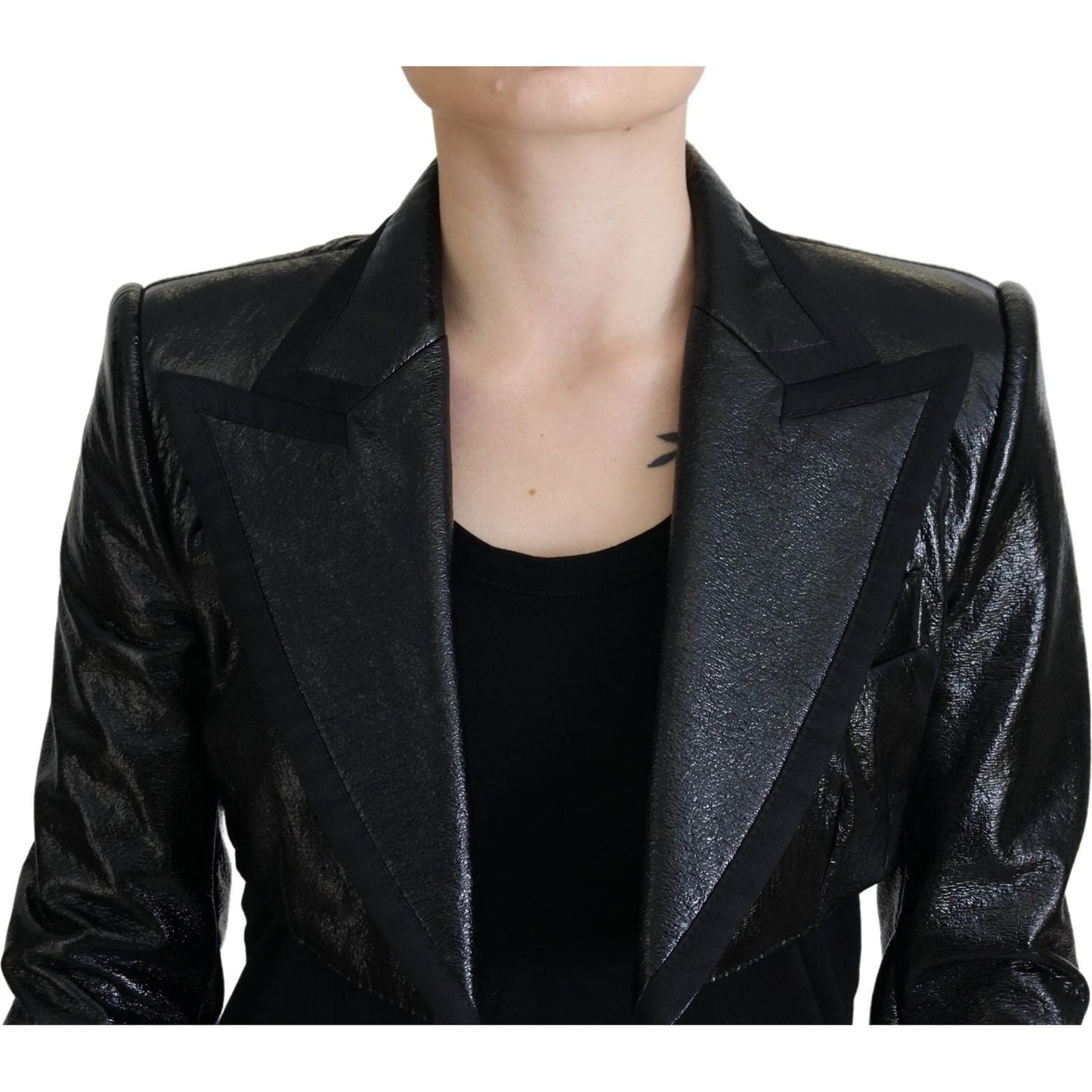 Dolce & Gabbana Black Long Sleeves Crop Blazer Cotton Jacket
