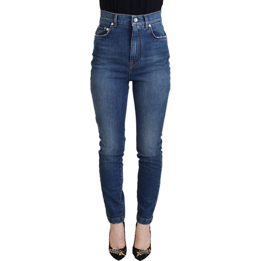 Dolce & Gabbana Blue Cotton High Waist Skinny Denim Jeans