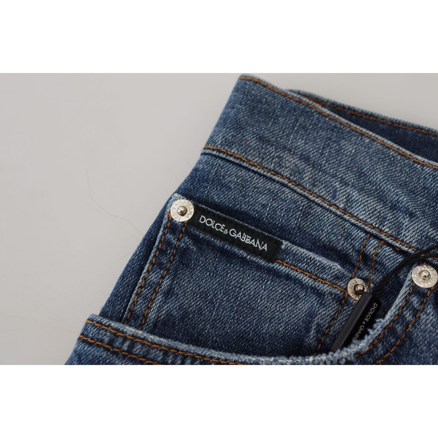 优雅格纹后背牛仔裤