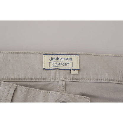 Jeckerson Gray Cotton Tapered Men Casual Pants