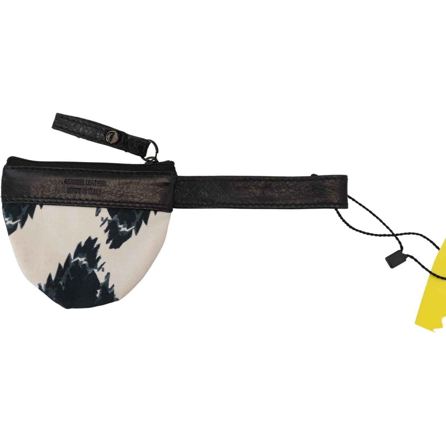 محفظة نقود معدنية أنيقة باللون الأبيض من الجلد الوطني مع حزام