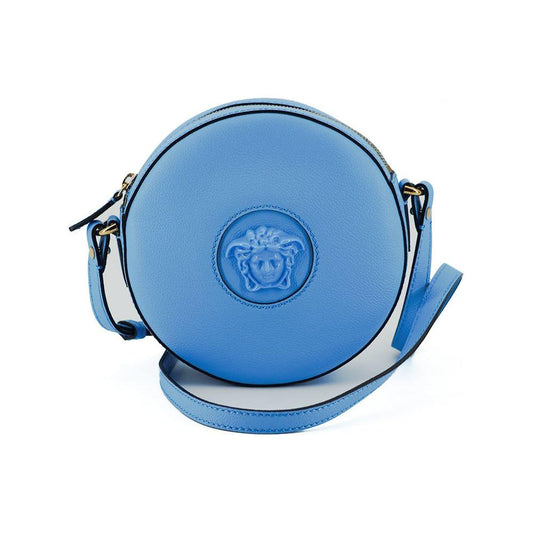 Versace Chic Blue Leather Round Shoulder Bag