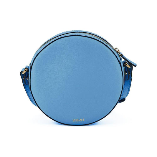 Versace Chic Blue Leather Round Shoulder Bag
