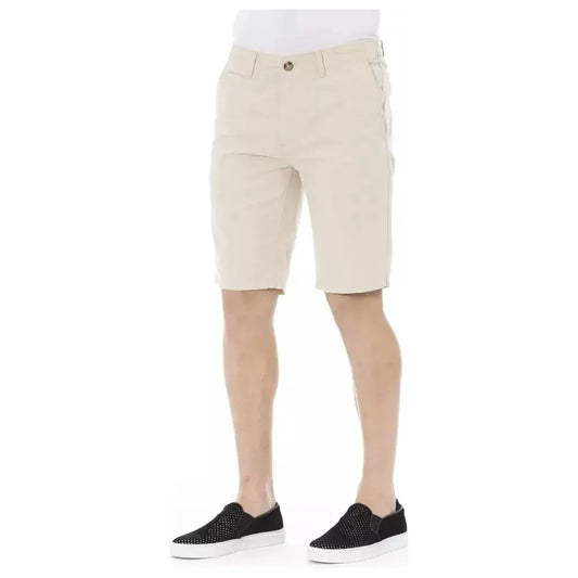 Baldinini Trend Beige Cotton Men Short Baldinini Trend Light Gray