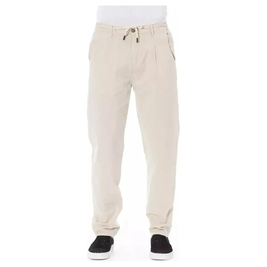 Baldinini Trend Beige Cotton Men Chino Trouser Baldinini Trend Light Gray