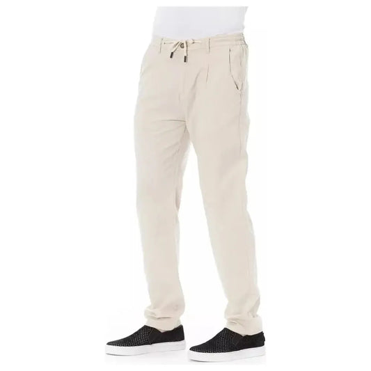 Baldinini Trend Beige Cotton Men Chino Trouser Baldinini Trend Light Gray