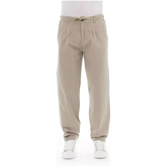 Baldinini Trend Beige Cotton Men Chino Baldinini Trend Dark Gray