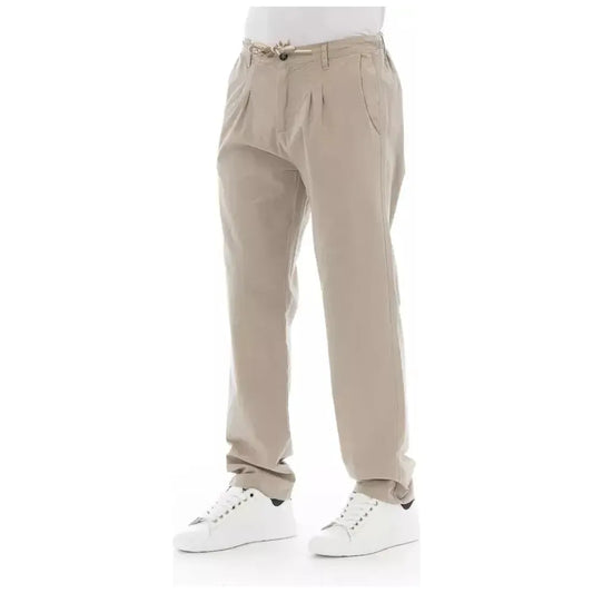 Baldinini Trend Beige Cotton Men Chino Baldinini Trend Dark Gray