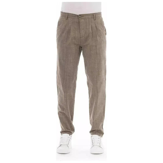 Baldinini Trend Beige Cotton Men Chino Pant Baldinini Trend Dim Gray