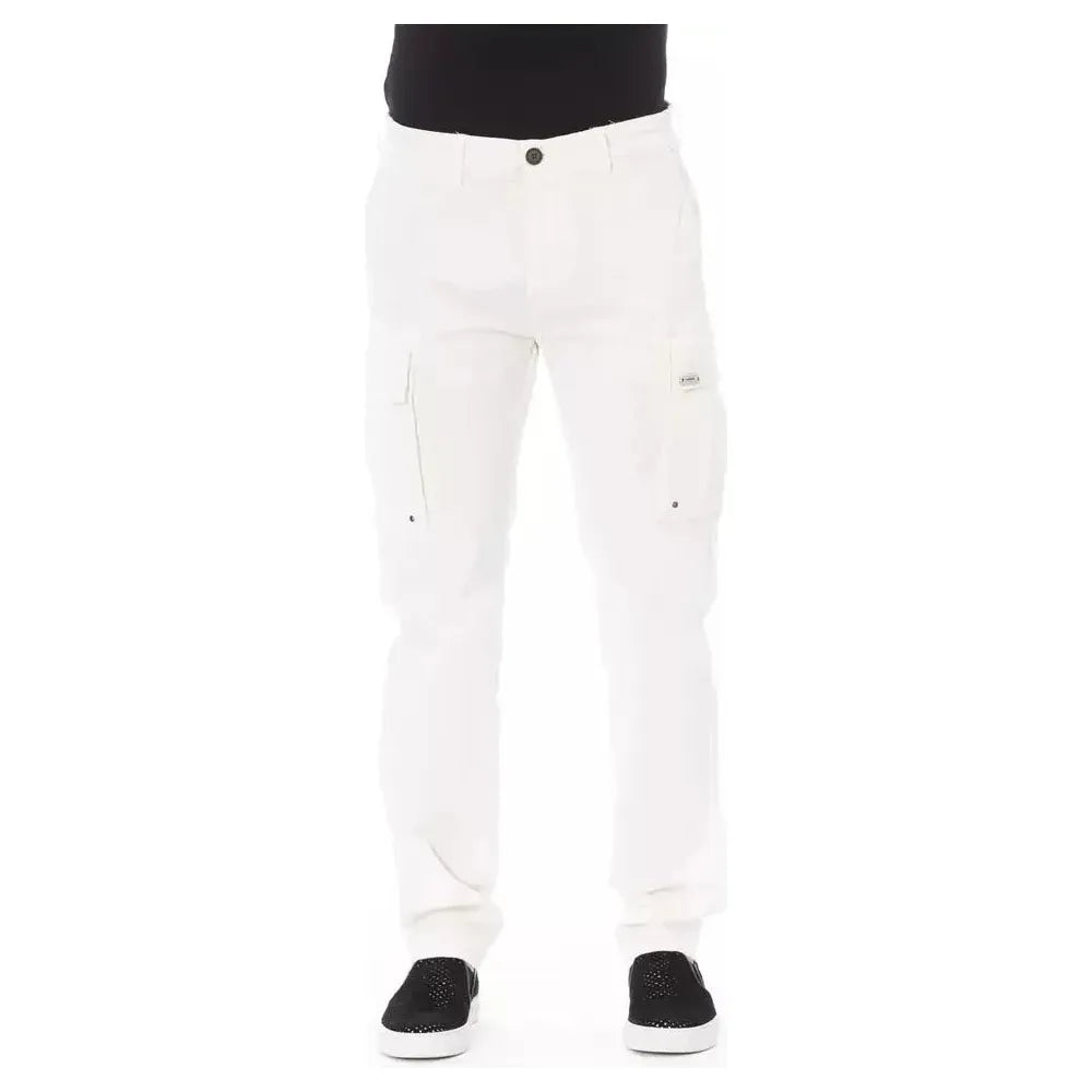 Baldinini Trend White Cotton Men's Cargo Trouser Baldinini Trend