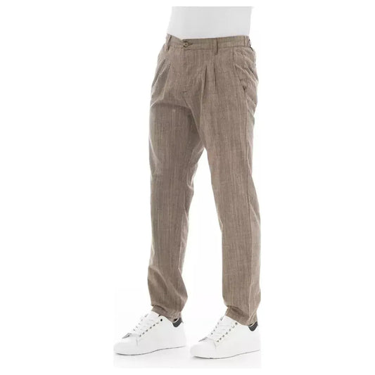 Baldinini Trend Beige Cotton Men Chino Pant Baldinini Trend Slate Gray