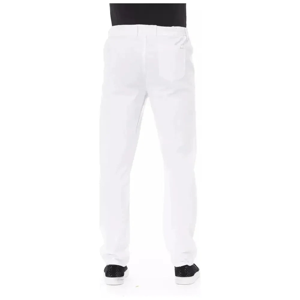 Baldinini Trend White Cotton Men Chino Pants Baldinini Trend