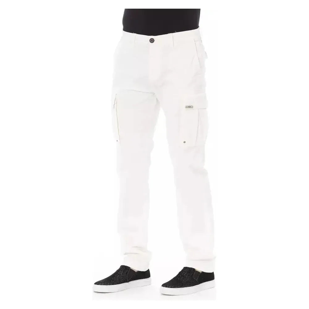 Baldinini Trend White Cotton Men's Cargo Trouser Baldinini Trend