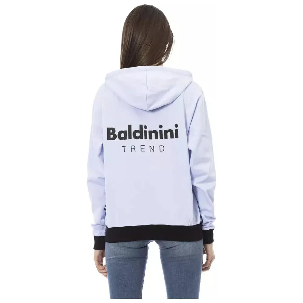 Baldinini Trend Purple Cotton Women Sweater With Adjustable Hood