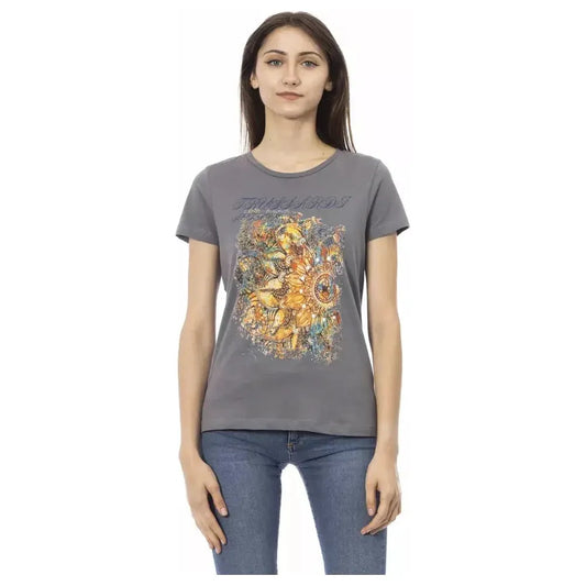 Trussardi Action Gray Cotton Women T-Shirt Trussardi Action Dim Gray