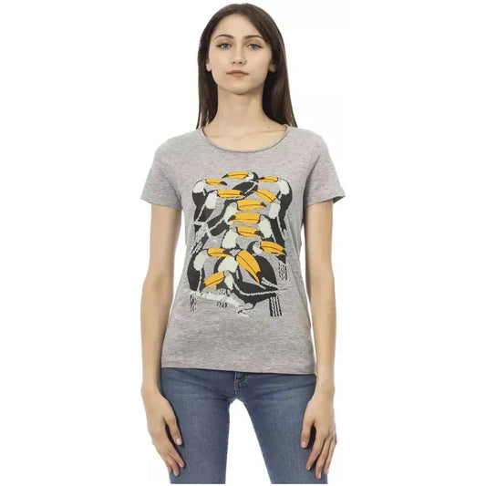 Trussardi Action Gray Cotton Women T-Shirt Trussardi Action Dark Gray