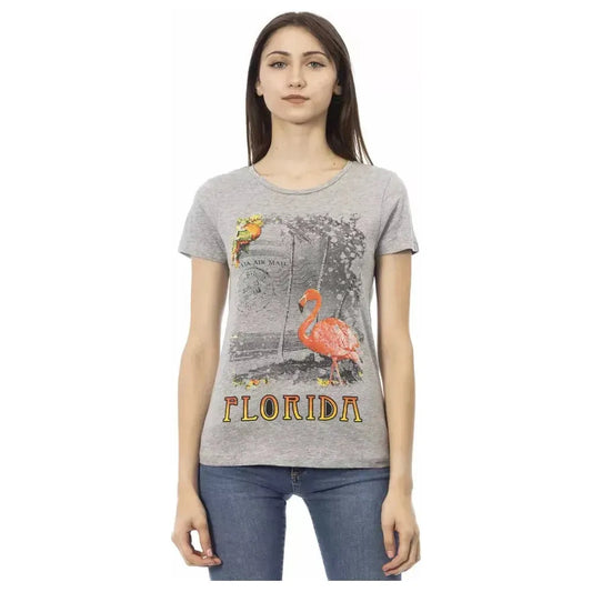 Trussardi Action Gray Cotton Women T-Shirt Trussardi Action Dark Gray