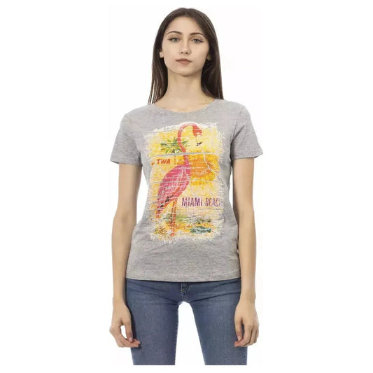 Trussardi Action Gray Cotton Women T-Shirt Trussardi Action Tan