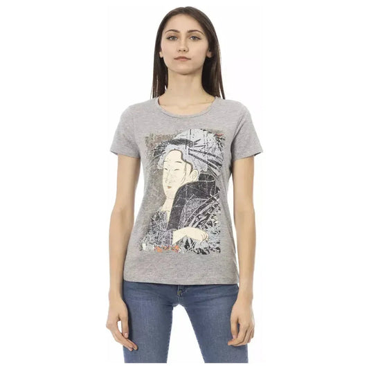 Trussardi Action Gray Cotton Women T-Shirt Trussardi Action Dark Gray