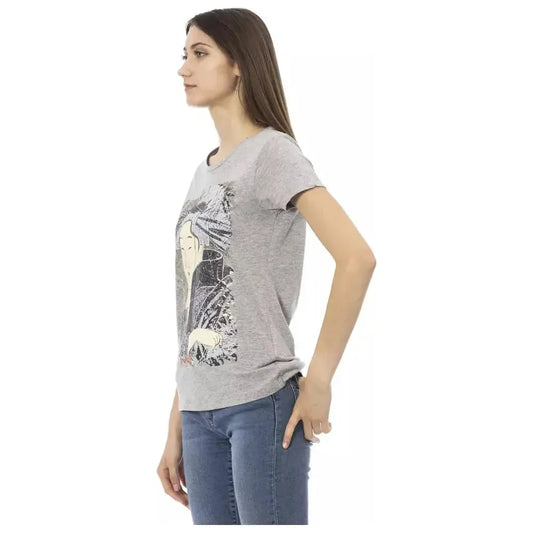 Trussardi Action Gray Cotton Women T-Shirt Trussardi Action Dark Gray