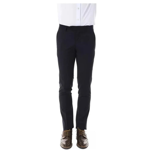 Uominitaliani Elegant Gray Woolen Suit Pants - Drop 8 Cut Uominitaliani