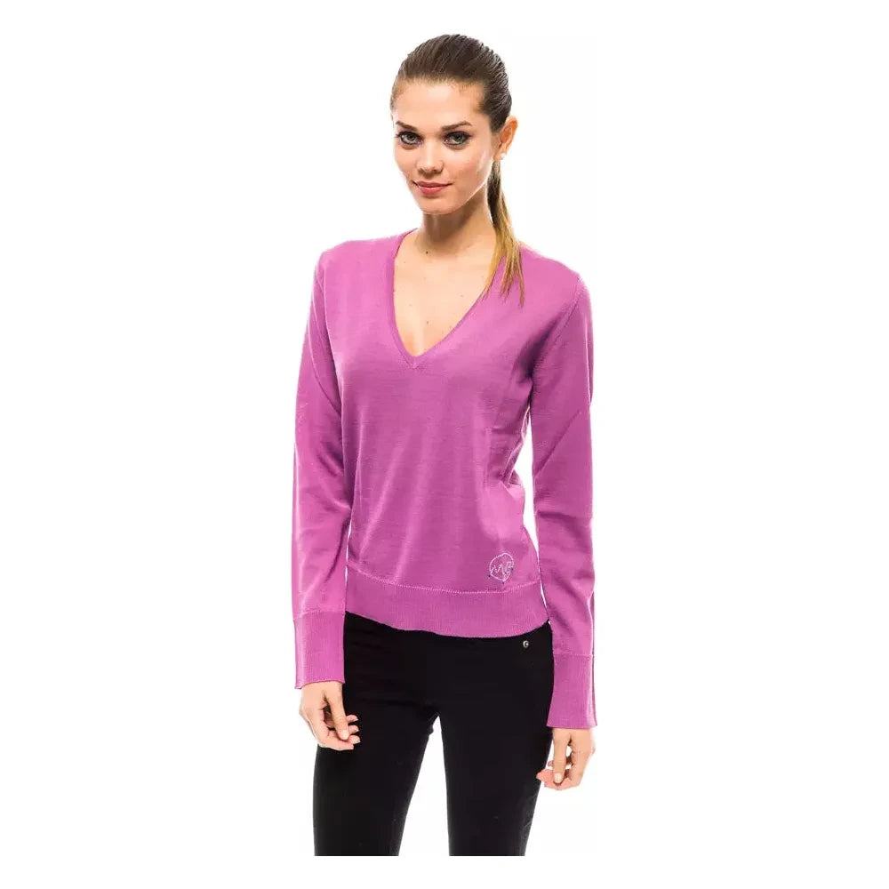 Montana Blu Multicolor Wool Women Sweater Montana Blu Pale Violet Red