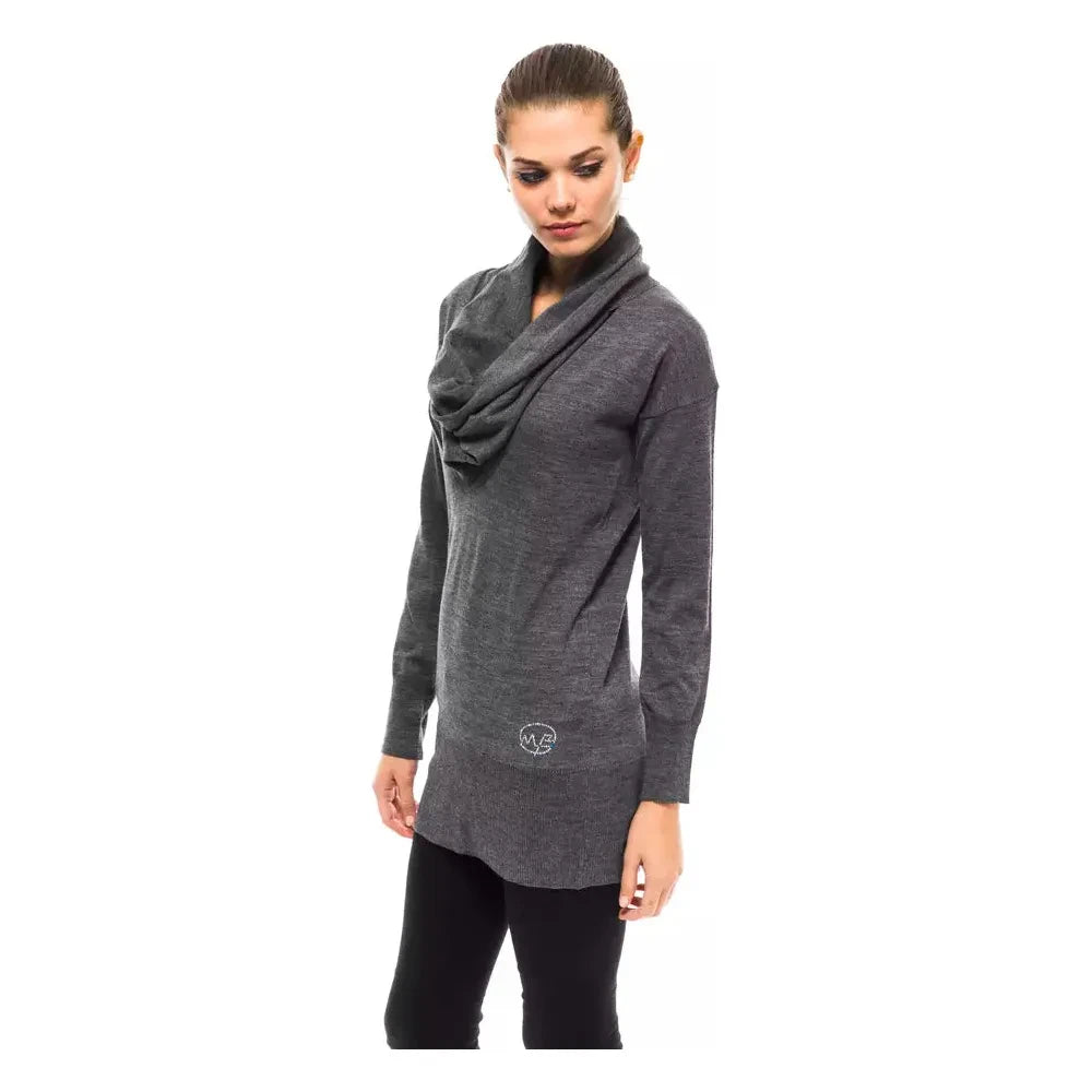 Montana Blu Gray Wool Women Sweater Montana Blu Dark Slate Gray